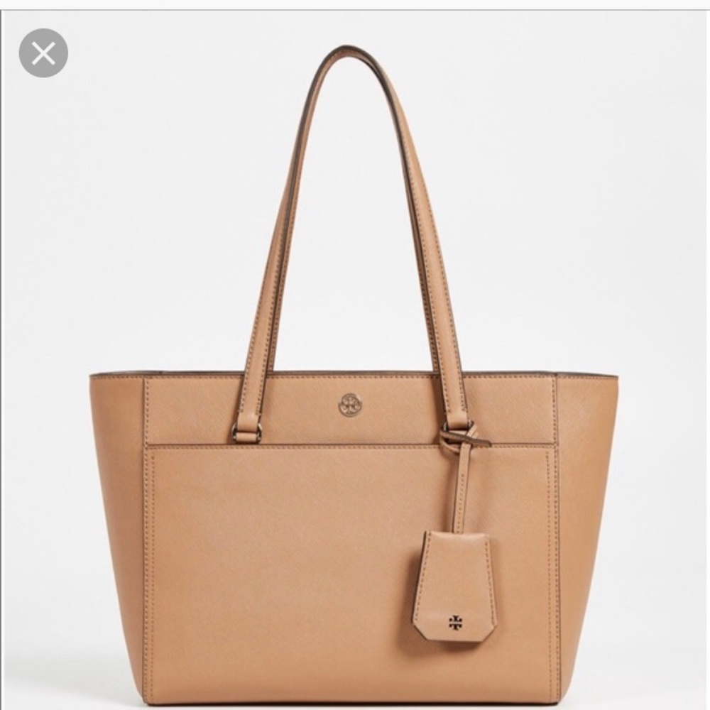 Tory Burch Small Robison Tote (Caramel).